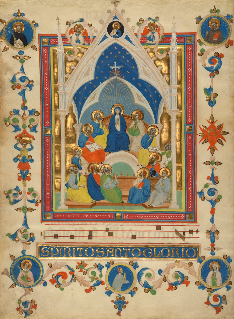 Pingst från Laudario av Sant"Agnese, c.1340 av Master of the Dominican Effigies