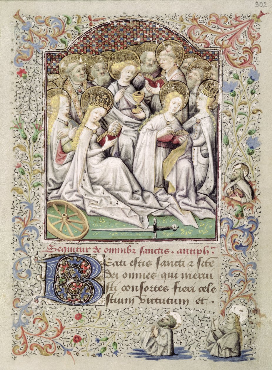 W.82 fol.302r The Virgin Martyrs and Other Saints, från Coetivy Book of Hours, c.1443 av Master of the Duke of Bedford Master of the Duke of Bedford