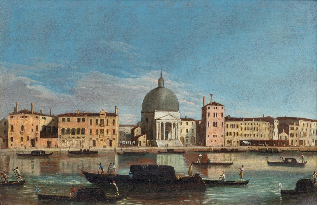 Canal Grande med kyrkan San Simeone Piccolo. av Master of the Langmatt Foundation Views