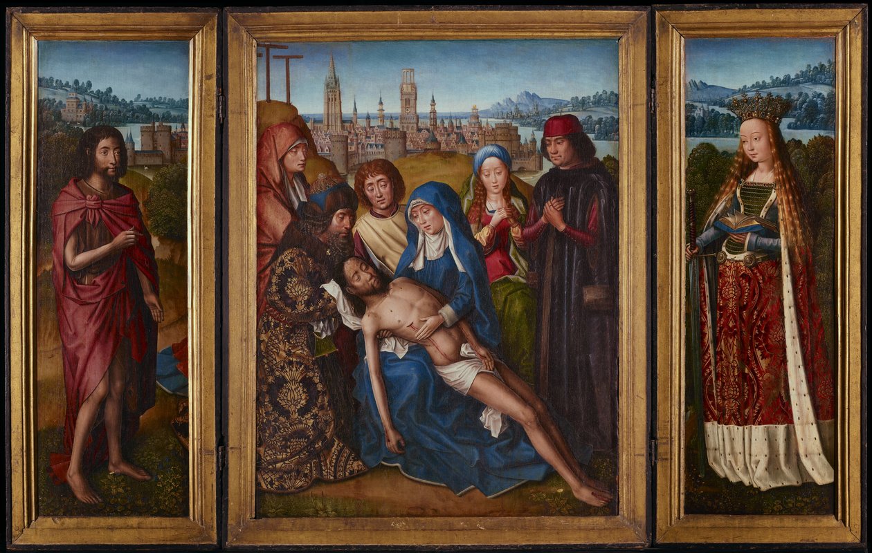 Klagoång med Johannes Döparen och Sankta Katarina av Alexandria, ca 1493-1501 av Master of the Legend of Saint Lucy