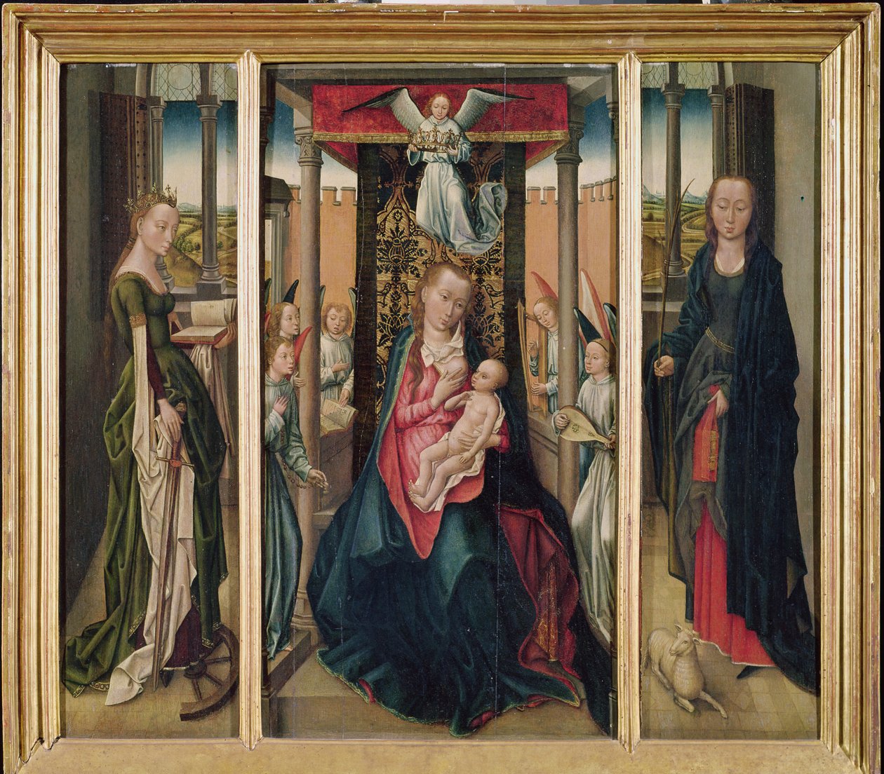 Jungfrun och barnet med SS. Catherine och Agnes av Master of the Legend of St. Catherine