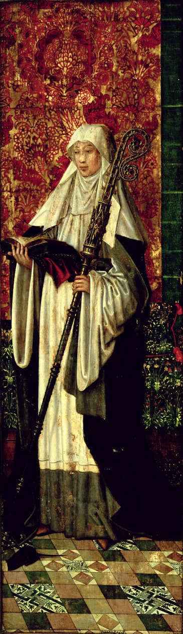 St. Gertrude från Polyptych of the Confraternity of the Black Heads, c.1495 av Master of The Legend of St. Lucy