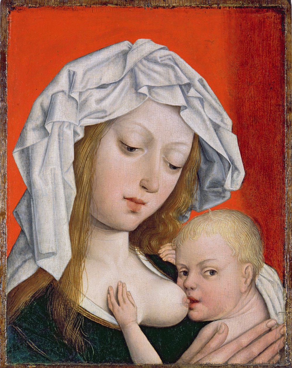 Madonna Nursing the Christ Child, sent 1400-tal (tempera på trä) av Master of the Legend of the Magdalen