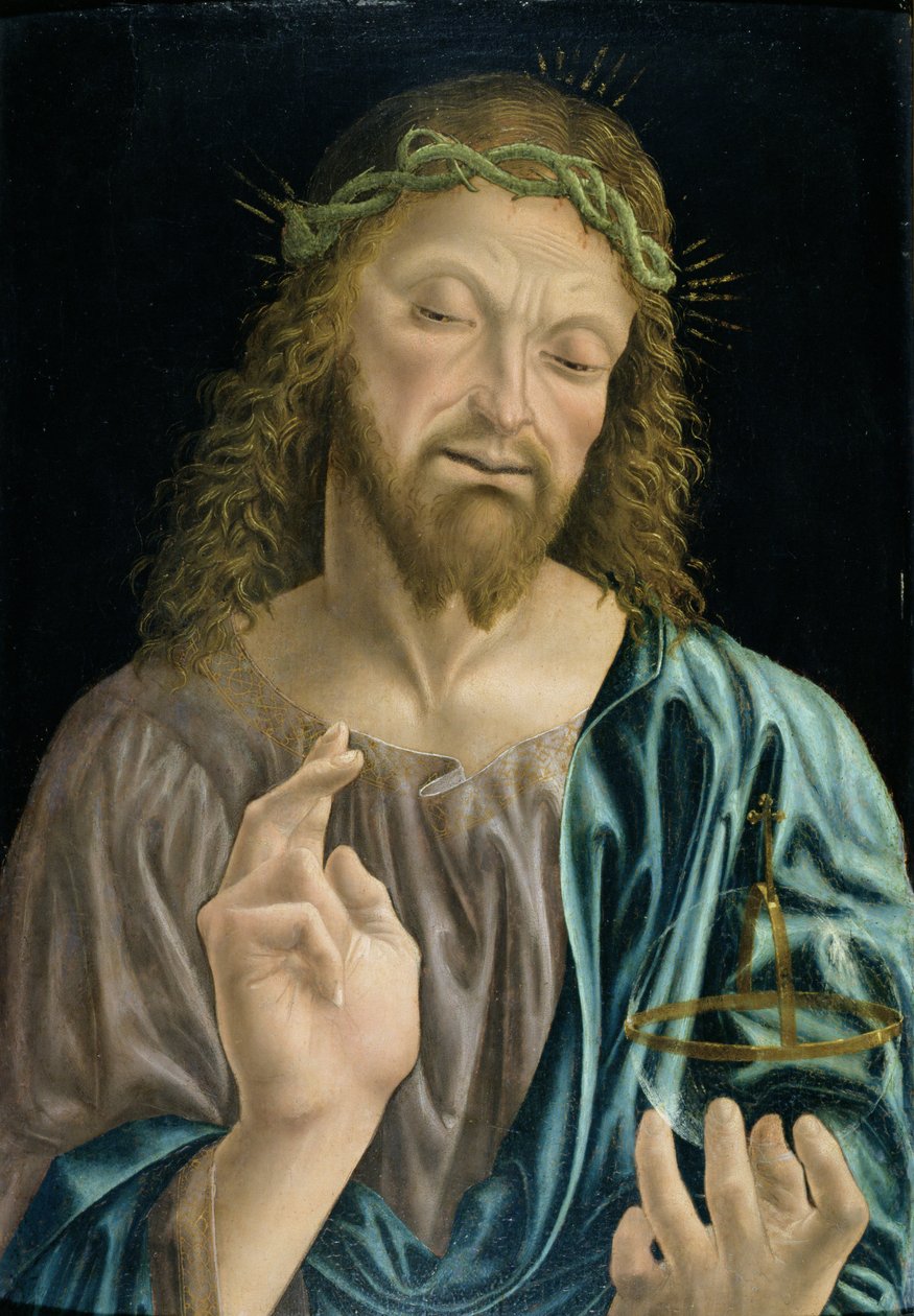 Kristus Frälsaren Mundi, ca 1490-94 (tempera på panel) av Master of the Pala Sforzesca