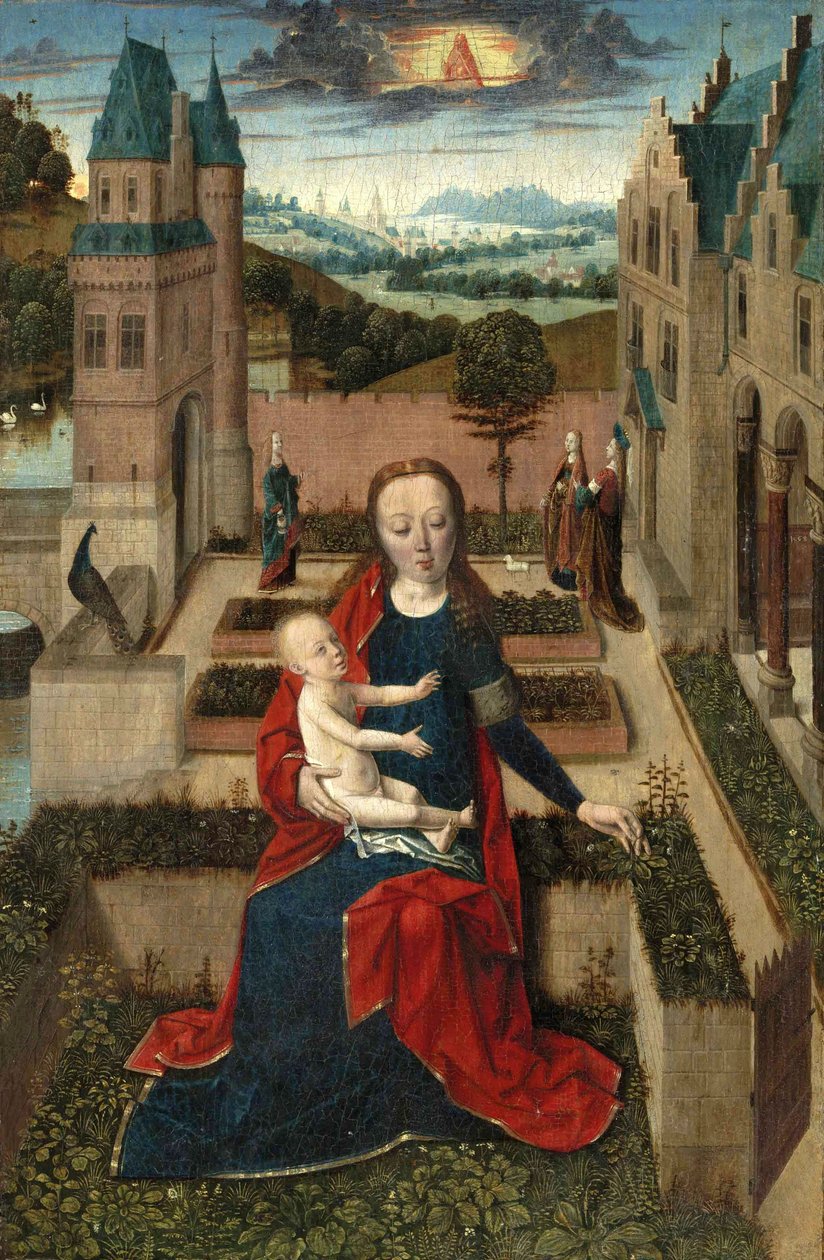 Madonna och barn i en trädgård av Master of the Tiburtine Sibyl
