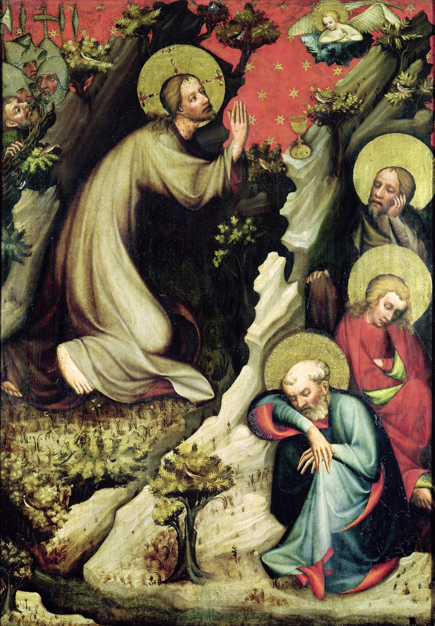 Iesu i le Faatoaga o Ketesemane, mai le Fatafaitaulaga a Trebon, c.1380 (temper on panel)swed av Master of the Trebon Altarpiece