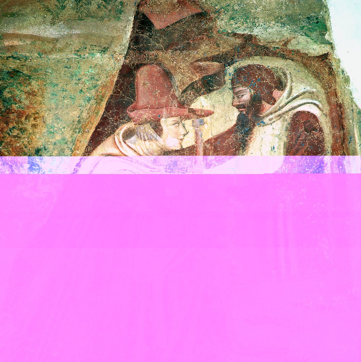 Pilgrim med en munk, 1360-1370 av Master of the Triumph of Death
