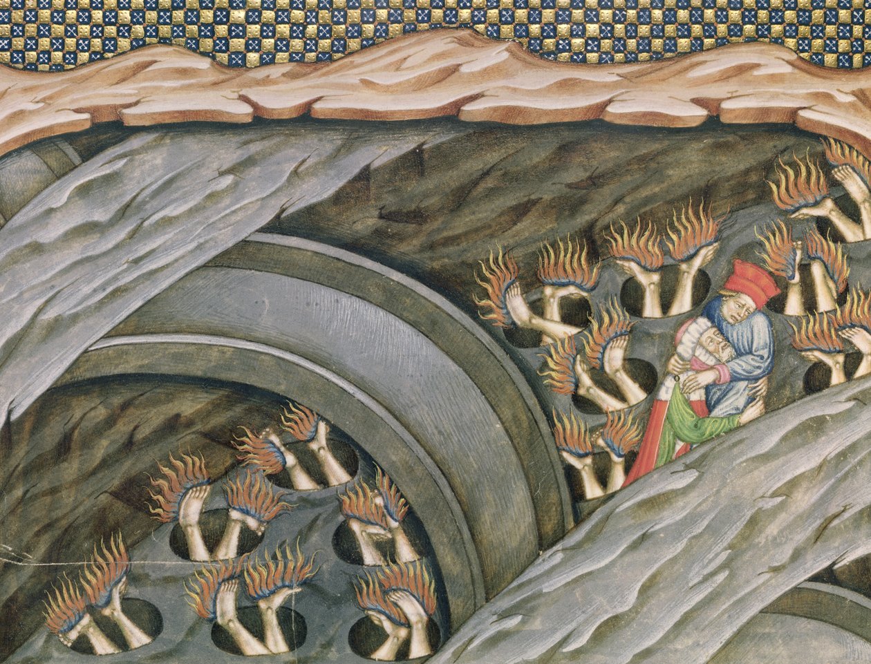 Ms 2017 f.245 Dantes Inferno med en kommentar af Guiniforte delli Bargigi , ca. 1440 svenske av Master of the Vitae Imperatorum