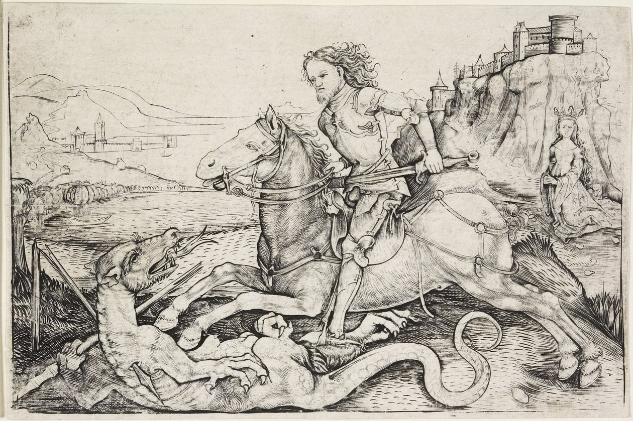 Sankt Georg och draken, ca 1480-90 av Master A. G.