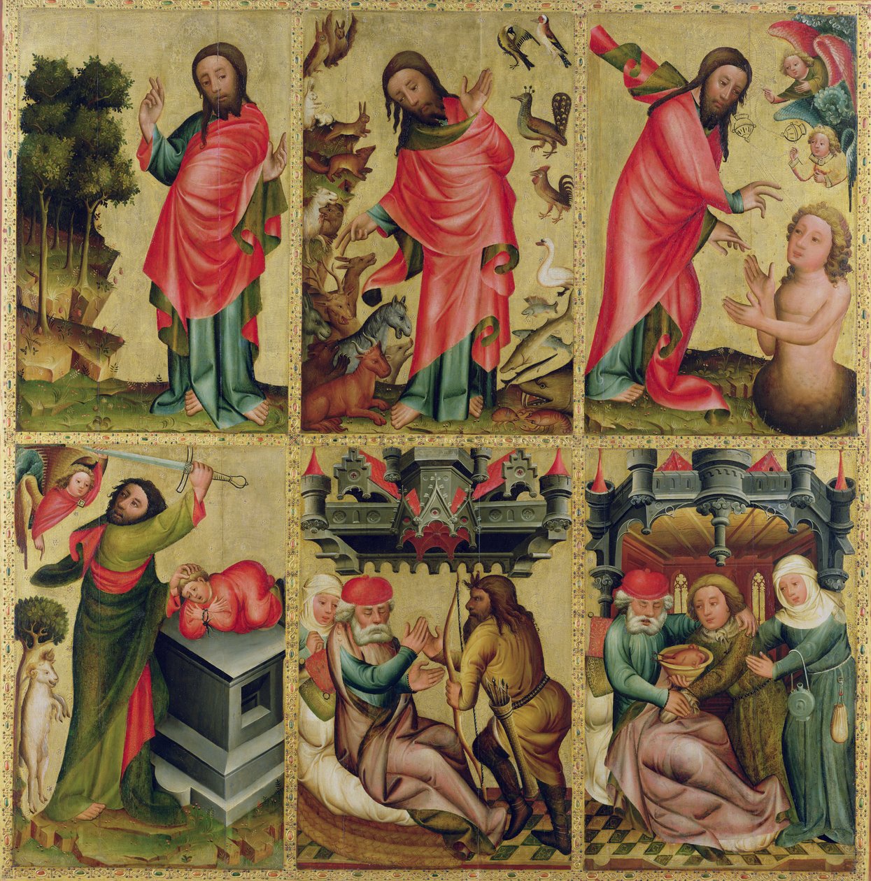 Inre vänstra flygeln av St. Peters högaltar i Hamburg, Grabower-altaret (tempera på panel) av Master Bertram of Minden