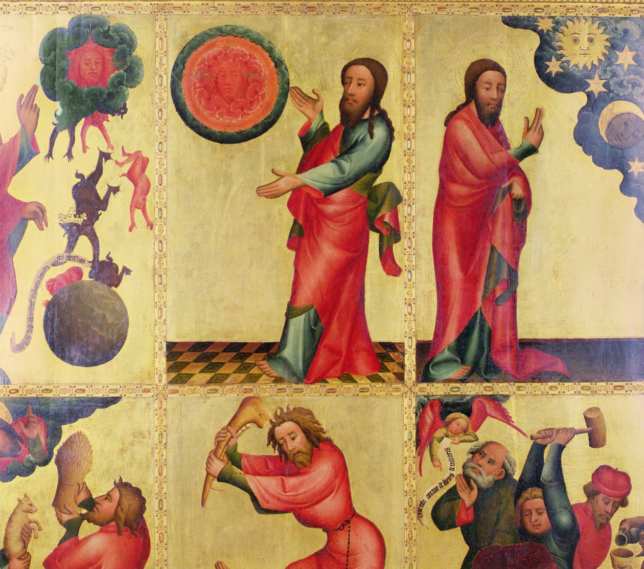 Vänster flygeln av St. Peters högaltar i Hamburg, Grabower-altaret, 1383 (tempera på panel) (detalj av 145257) av Master Bertram of Minden
