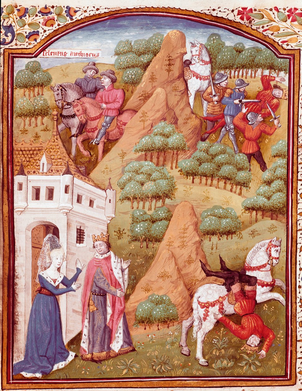 Seleucus (Seleucus) I Nikator och hans far Antiochos (Antiochus) kung av Asien och Syrien. Miniatyr hämtad från "" The case of noble men and unfortunate women"" (De casibus) av Giovanni Boccaccio sa Jean Bo av Master Dunois