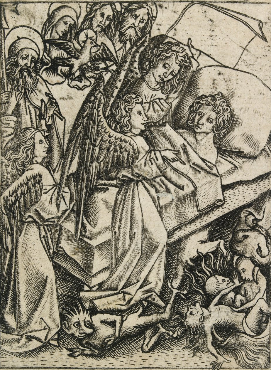 Presentation av ödmjukhet mot girighet, c1400-talet av Master ES