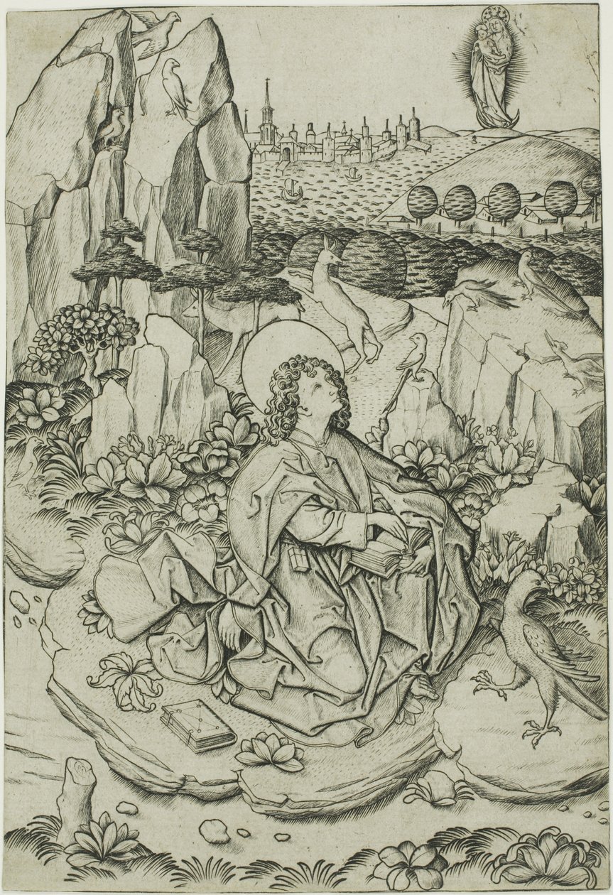Saint John på ön Patmos av Master E.S.