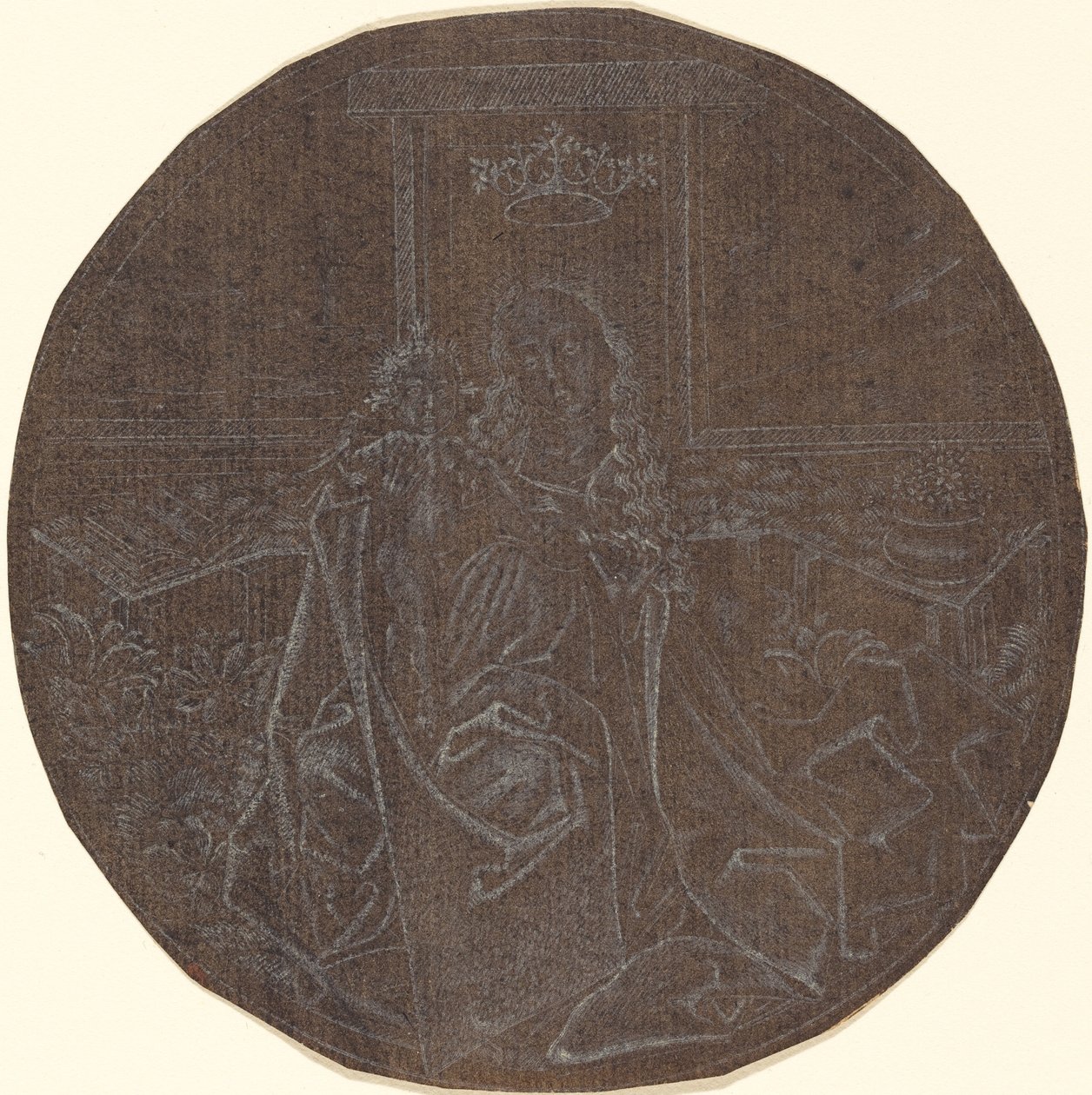 Madonnan och barnet i en trädgård av Master E.S.