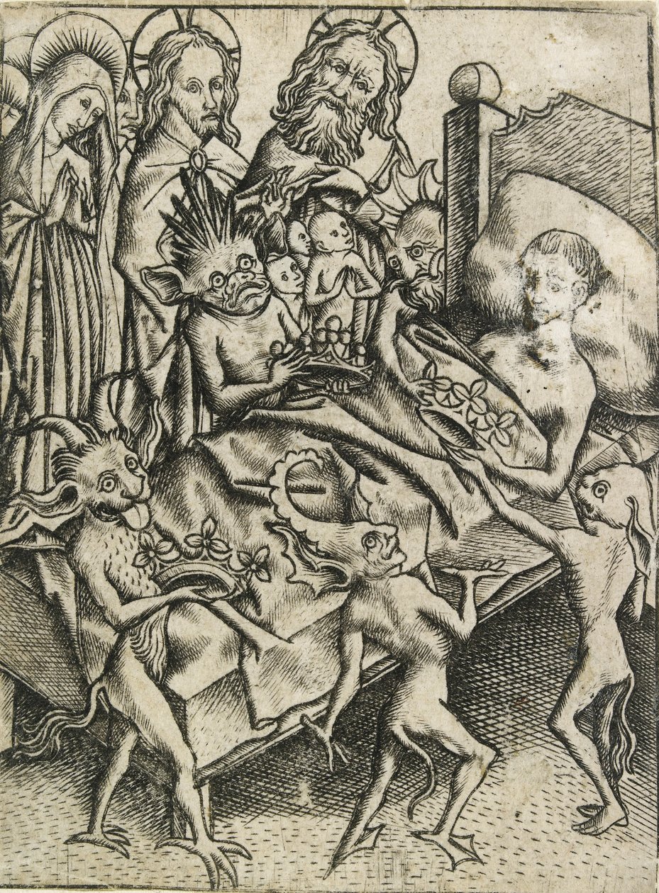 Frestelsen av girighet, c1400-talet av Master ES