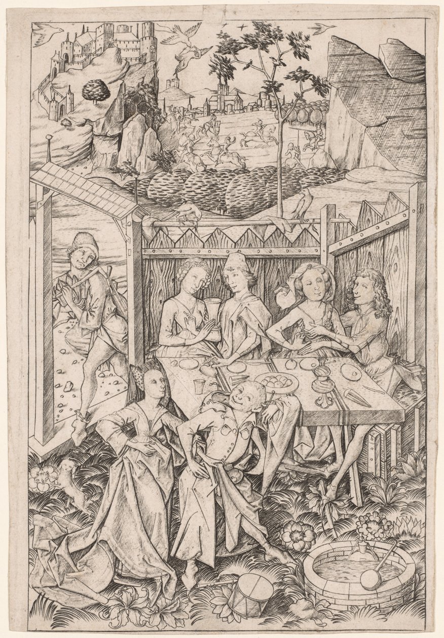 Kärlekens trädgård Stor tallrik, ca. 1465. av Master E. S.