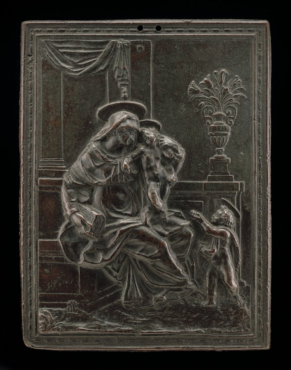 Madonna och barn med Johannes Döparen, troligen ca. 1600. av Master F.D.
