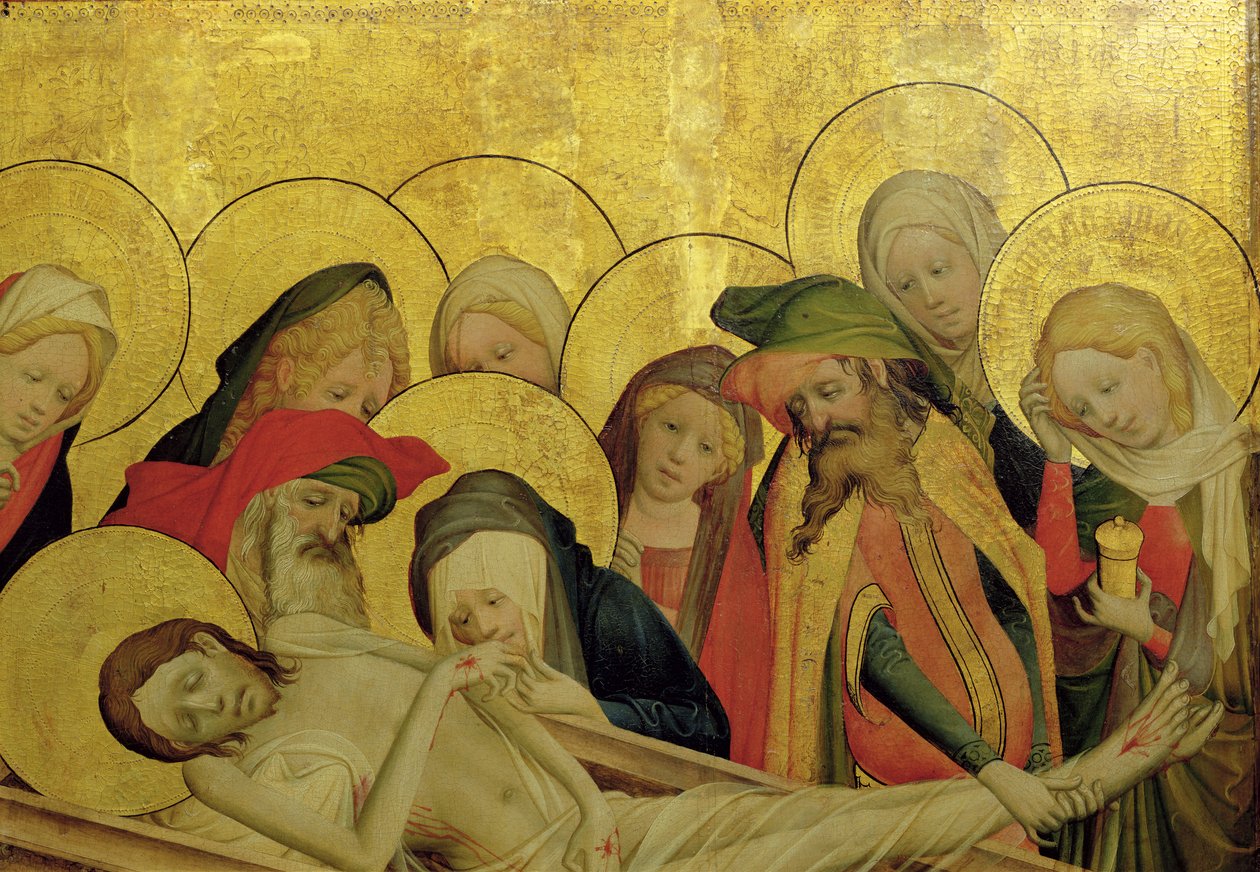 Gravläggningen, panel från St. Thomas-altaret från Johanneskyrkan, Hamburg, påbörjad 1424 (tempera och olja på panel) (detalj av 144552) av Master Francke