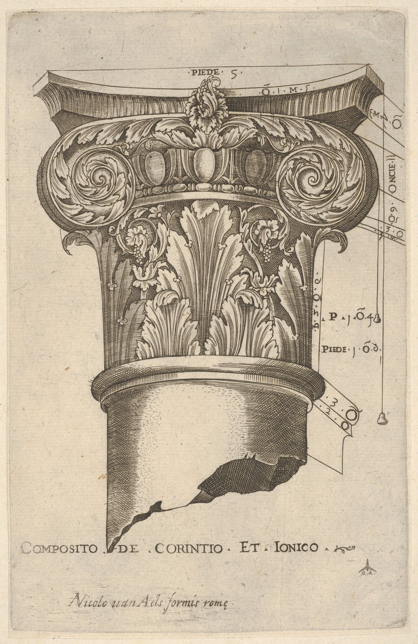 Sammansatt kapital med mått, ca. 1537. av Master GA
