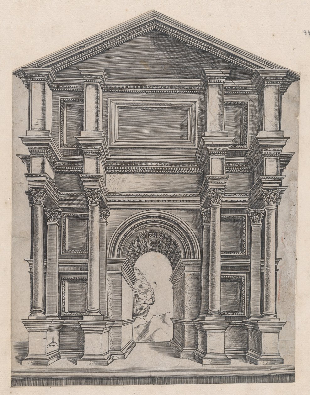 Mirror of Roman Magnificence: Arch av Master GA med Caltrop, 1500-talet., 1500-talet. av Master GA