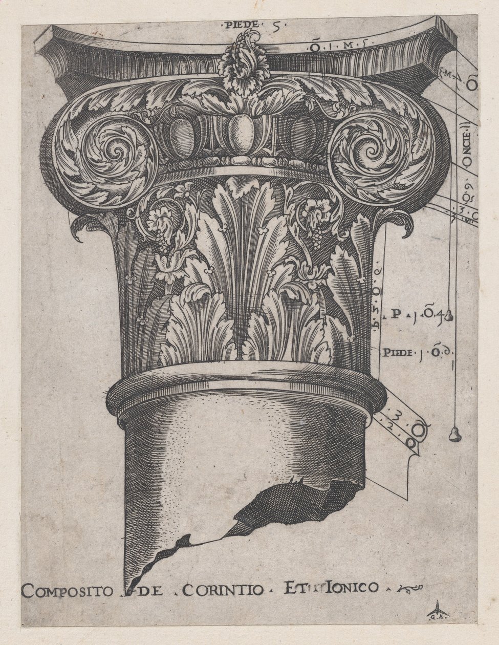 Mirror of Roman Magnificence: Sammansättning av korintiska och joniska, ca. 1537, ca. 1537 av Master GA
