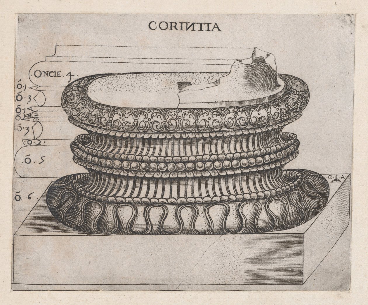 Spegel av romersk storhet: korintisk bas, ca. 1537., ca. 1537 av Master GA
