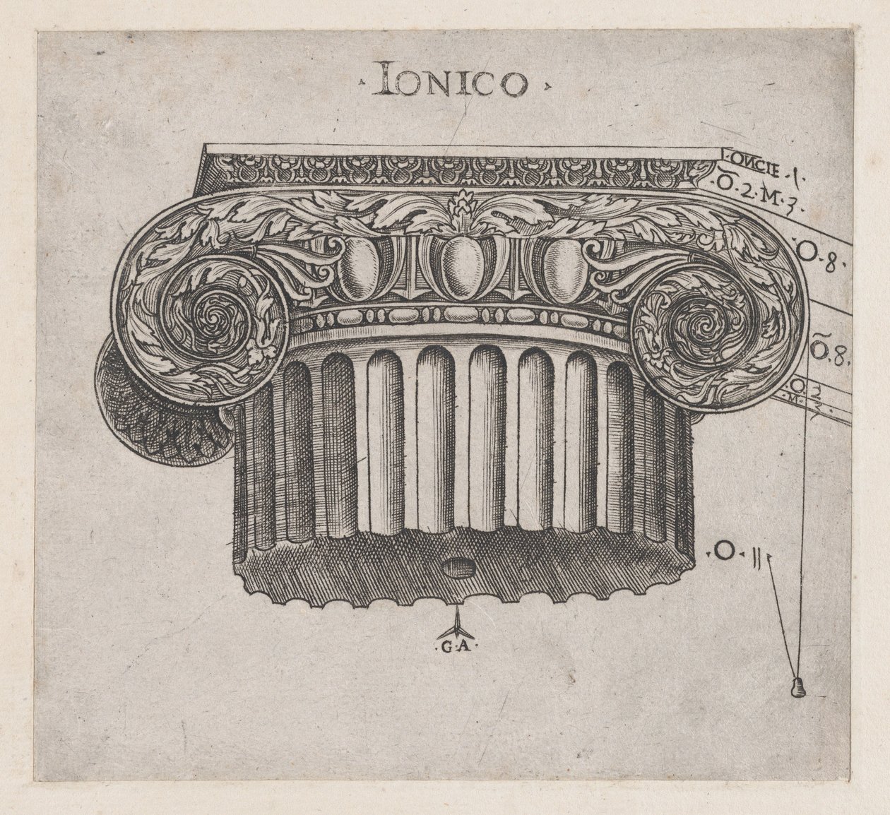 Mirror of Roman Magnificence: Jonisk huvudstad, ca. 1537., ca. 1537 av Master GA