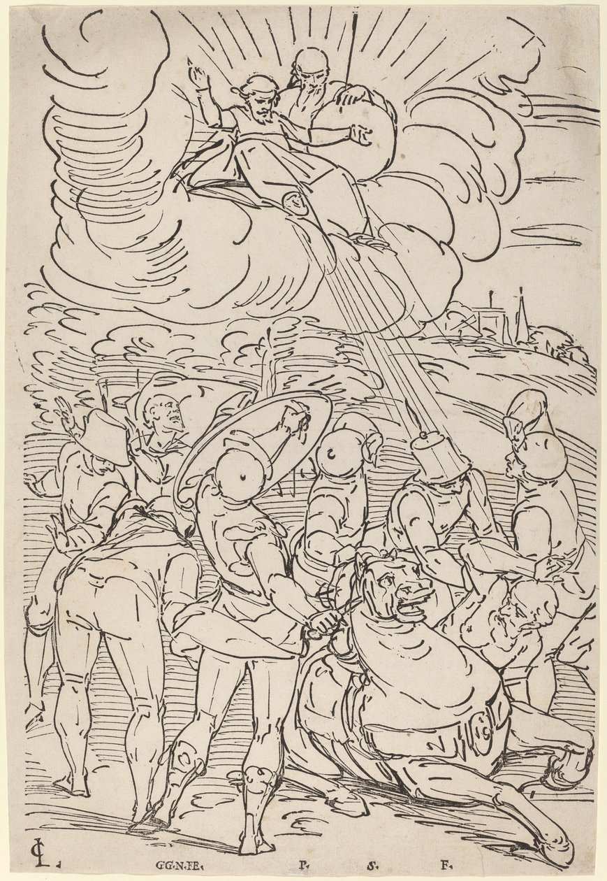 Sankt Paulus omvändelse av Master G.G.N. after Luca Cambiaso