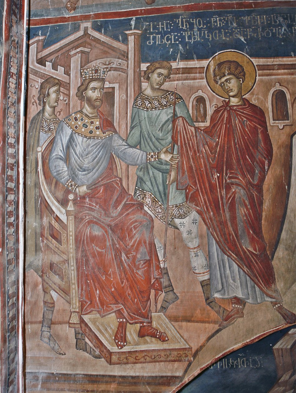 Saint George före kejsar Diokletianus, 1300-talet av Master Gerasime