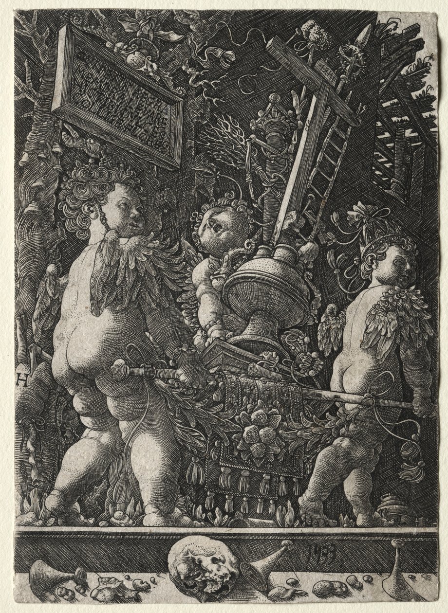 Änglar som bär passionens emblem, 1533. av Master H. L.