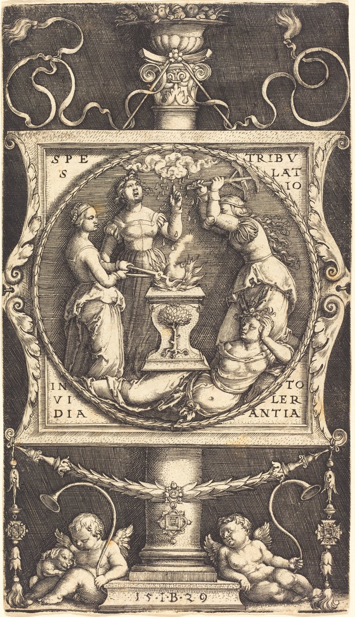Emblem med hopp, vedermöda, avund och tolerans av Master IB