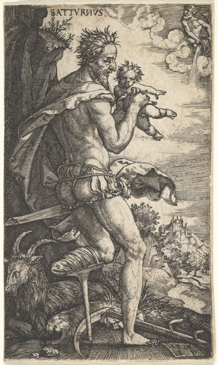 Saturnus från The Gods Who Preside Over the Planets, 1525. av Master I.B.