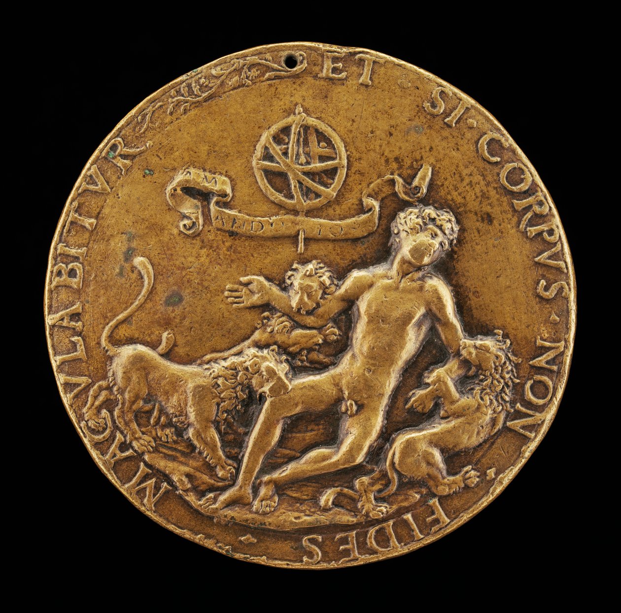 En allegori om tro: Lions som slukar en naken ungdom [framsidan]. av Master IO.FF.