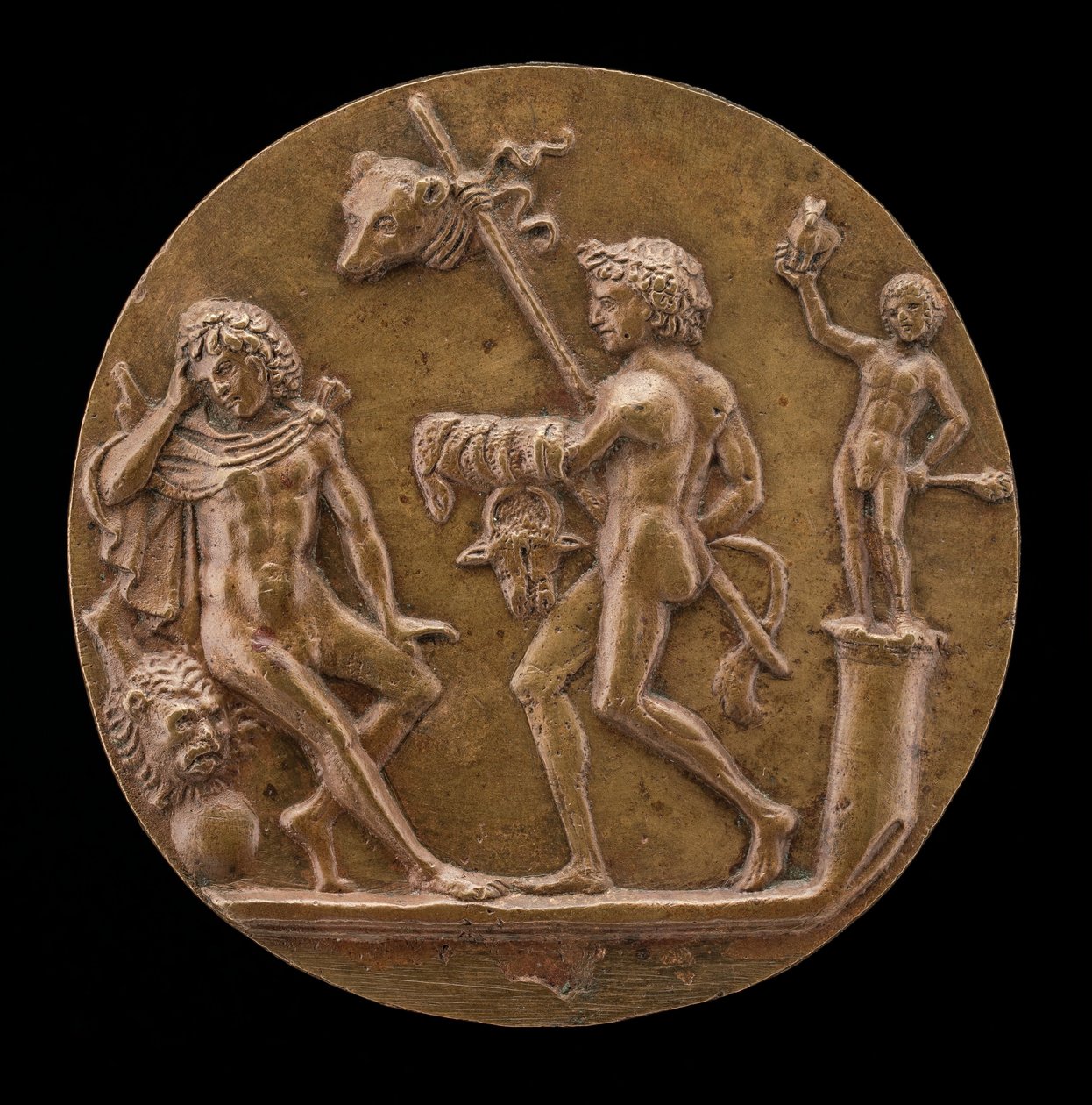 Herkules med Bacchic Figurer, andra hälften av 1400-talet. av Master IO.FF.