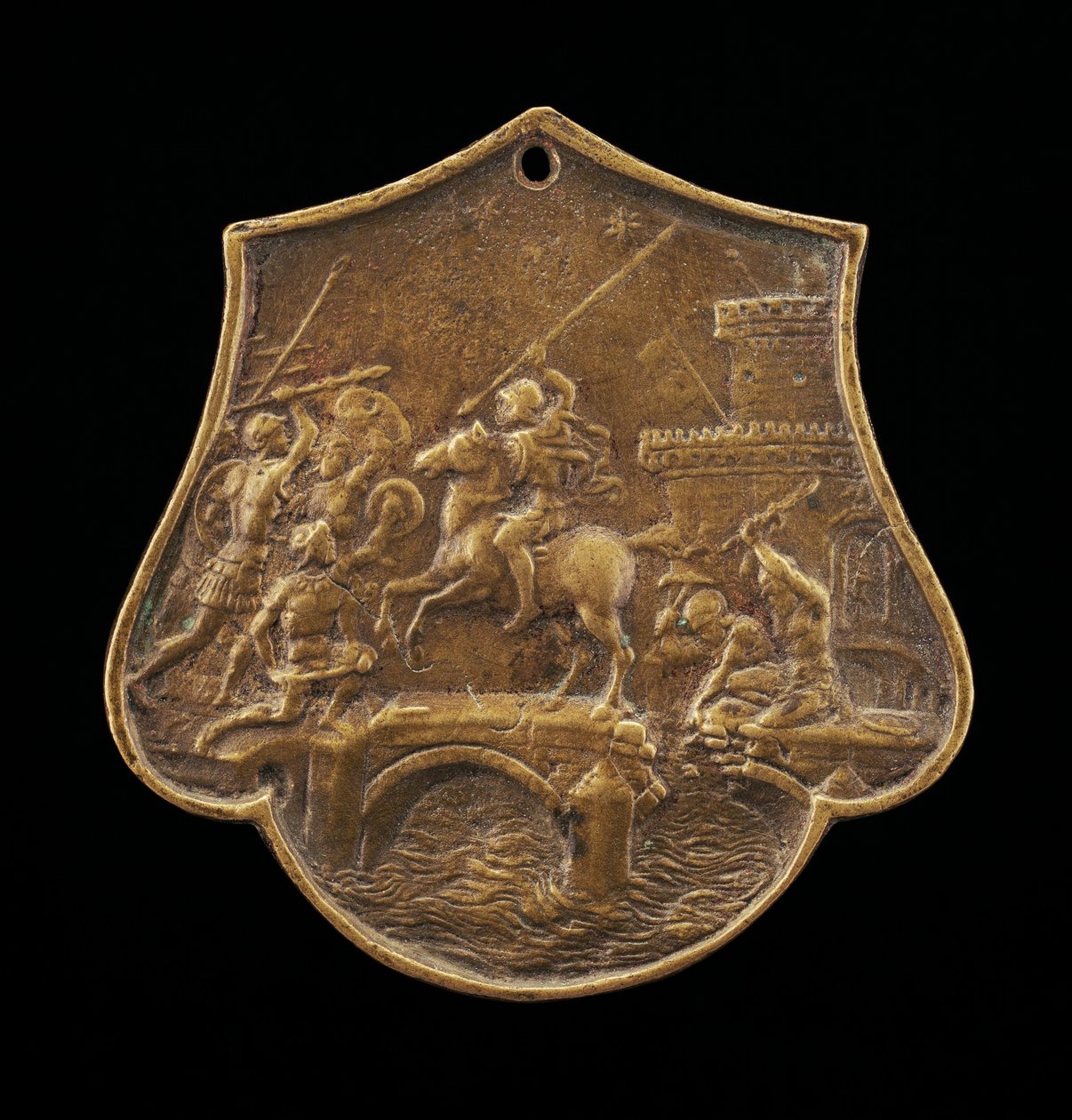 Horatius Cocles Defending the Bridge, andra hälften av 1400-talet. av Master IO.FF.