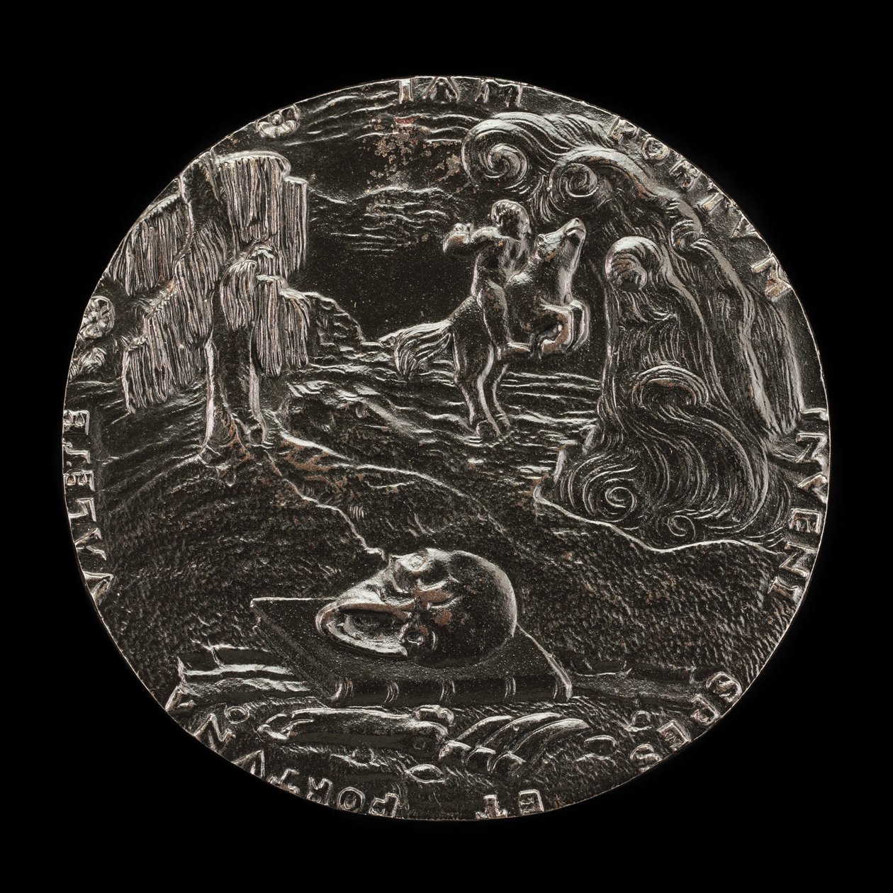 Bok, skalle, ben och ryttare i landskapet [omvänd], 1526. av Master M.P.