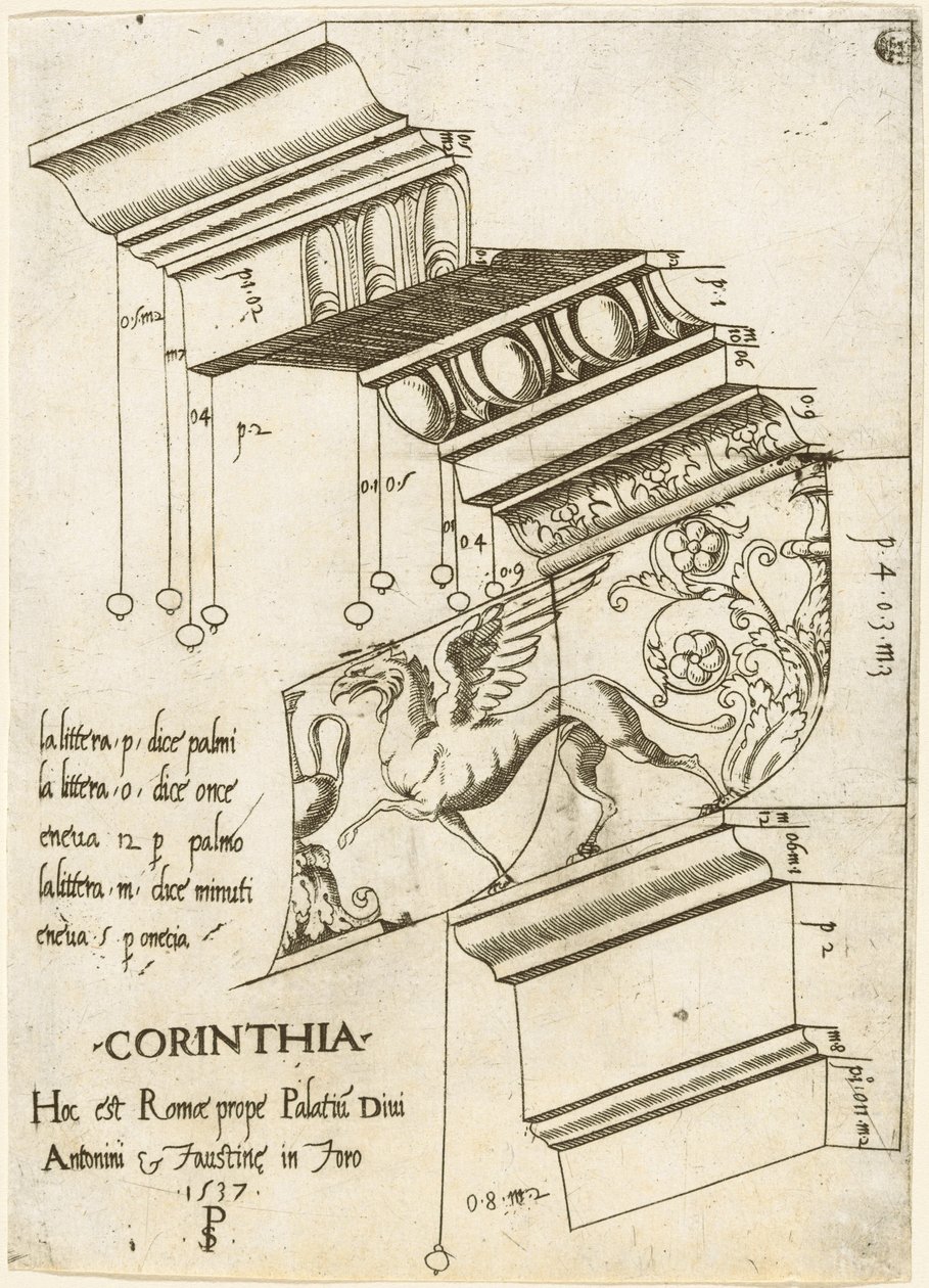 Entablatur från Antoninus och Faustinas tempel, Rom av Master PS