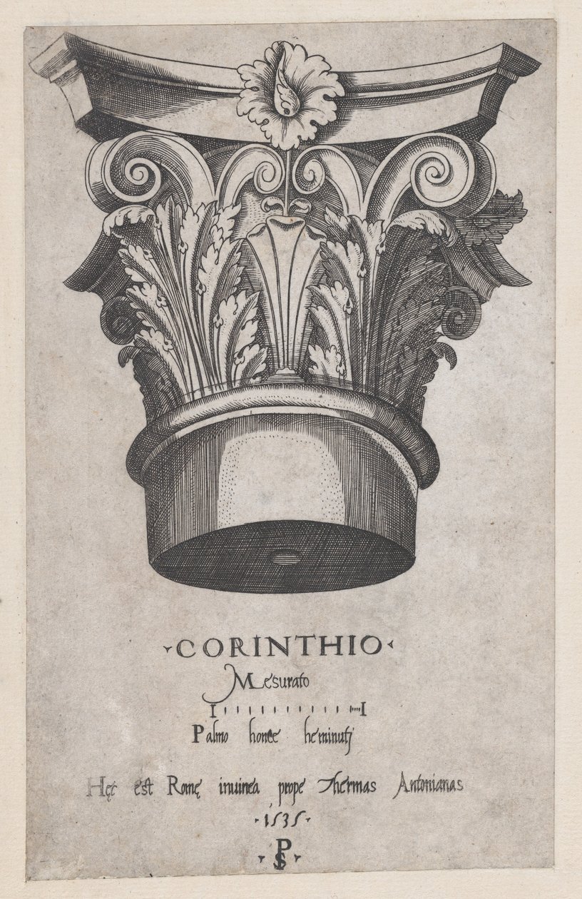 Mirror of Roman Magnificence: Korintisk huvudstad, 1535., 1535. av Master PS