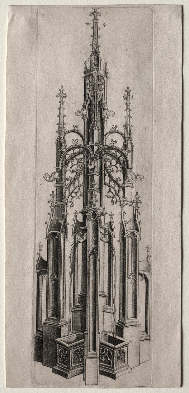 Design för en gotisk fontän, ca. 1470. av Master W with the Key