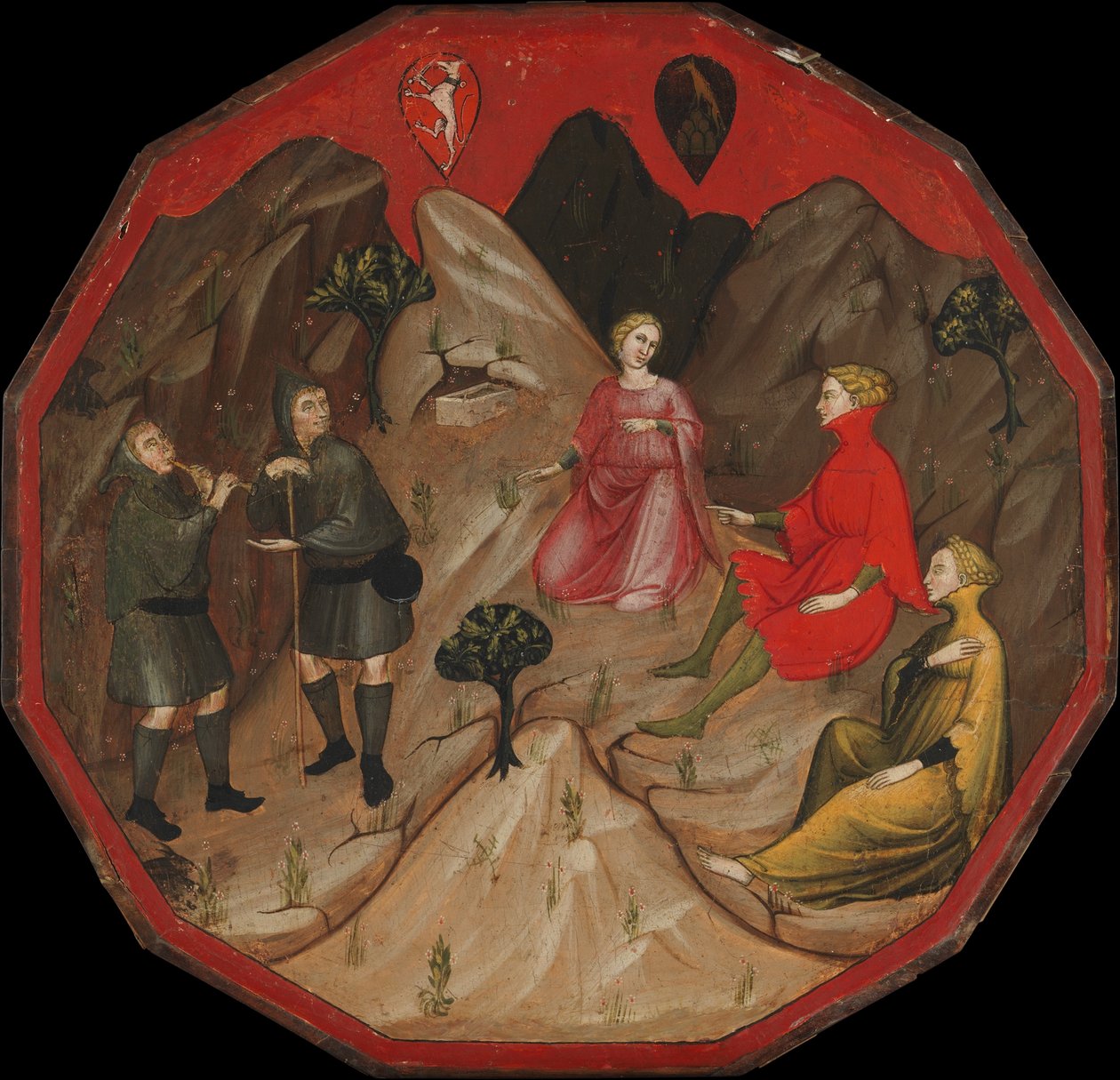 En tävling mellan herdarna Alcesto och Acaten av Master of 1416