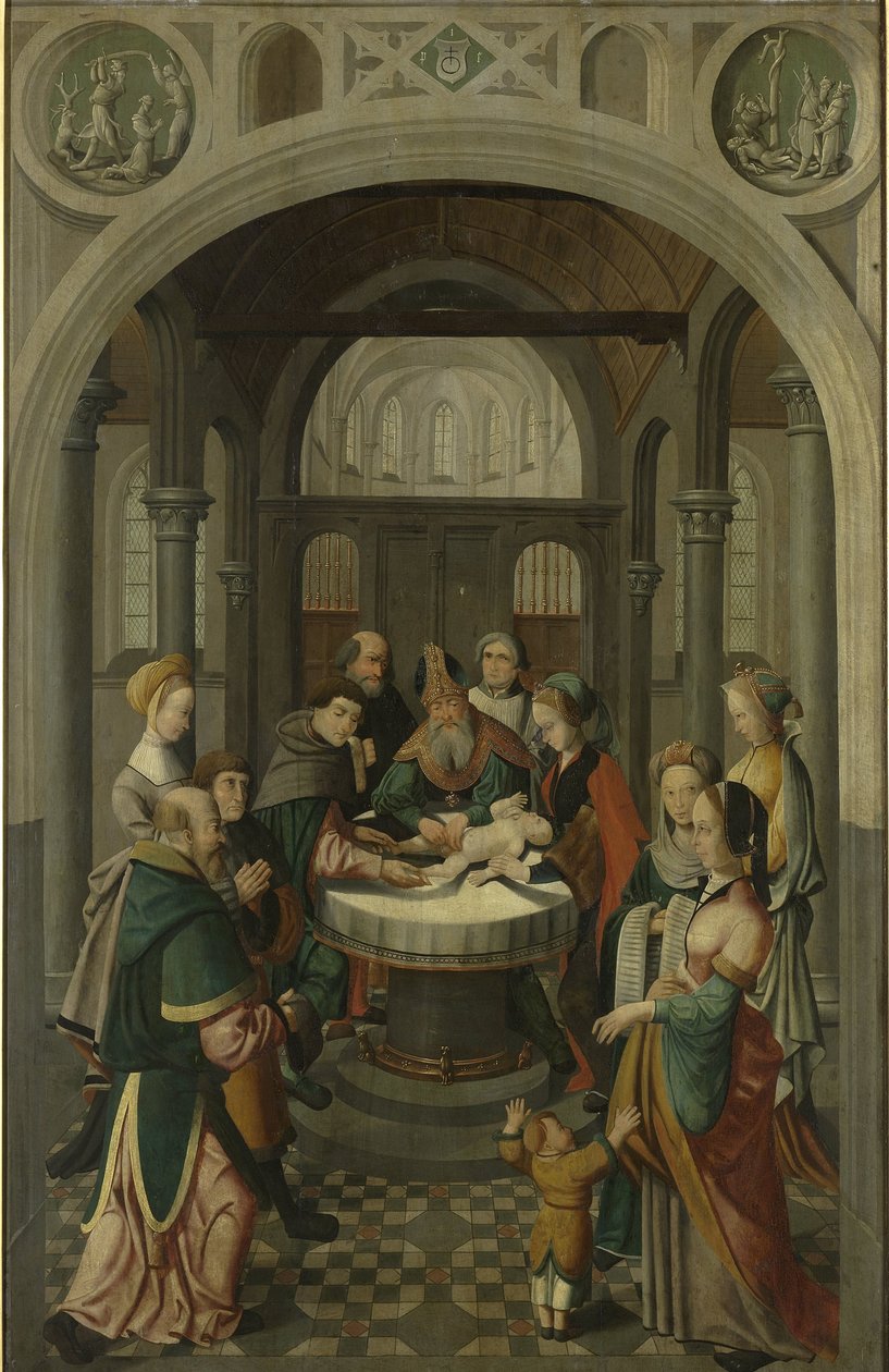 Panel av en altartavla med Kristi omskärelse, på verso är Kristi uppståndelse av Master of Alkmaar (attributed to)