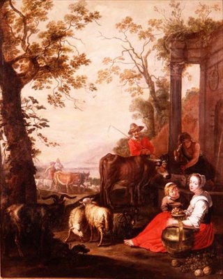 Bönder och boskap av en klassisk grund av Master of Beguins