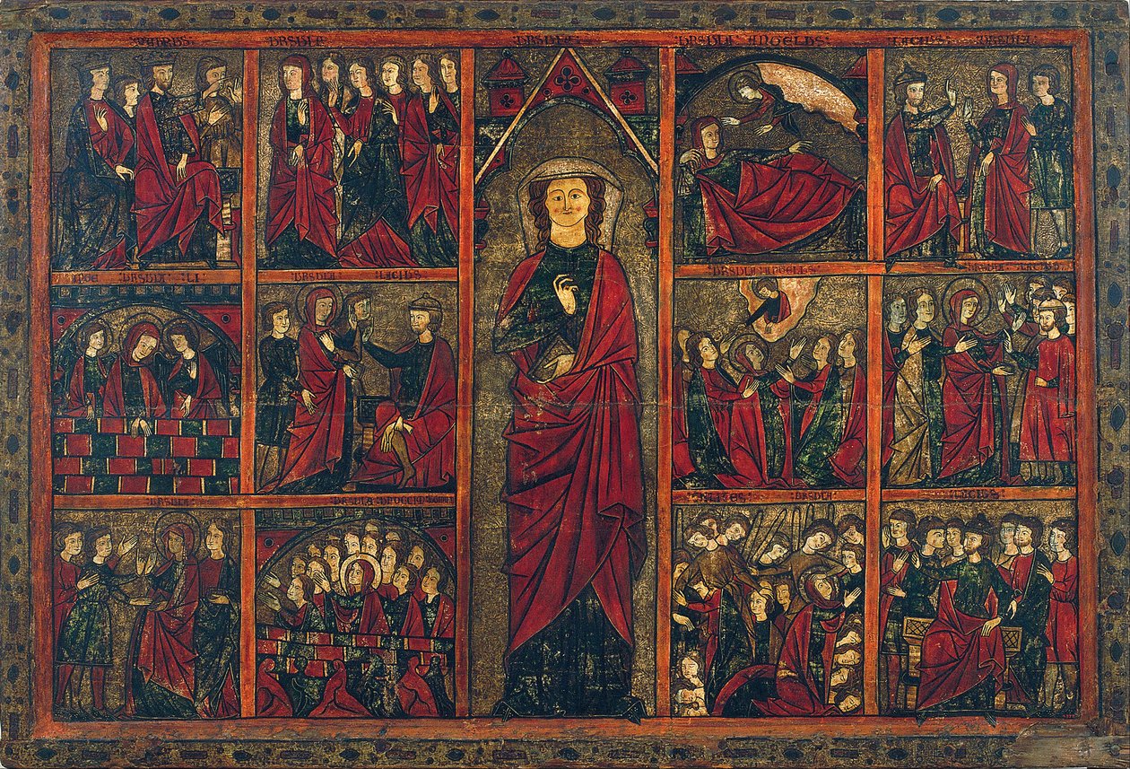 Saint Ursula med scener ur hennes liv av Master of Bierge