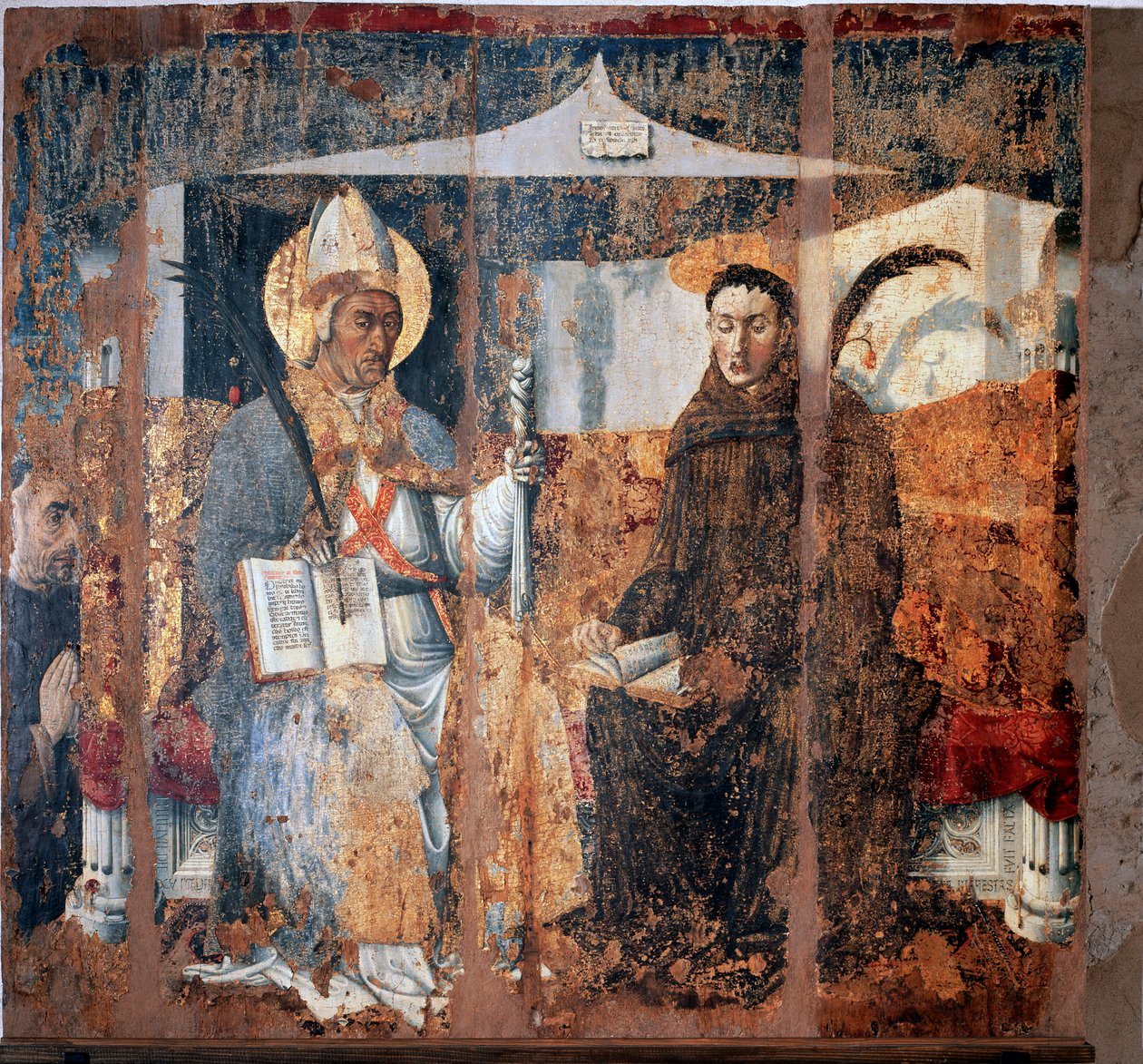 St Eleutherius av Tournai och St Placid (Fresco av Master of Cesio