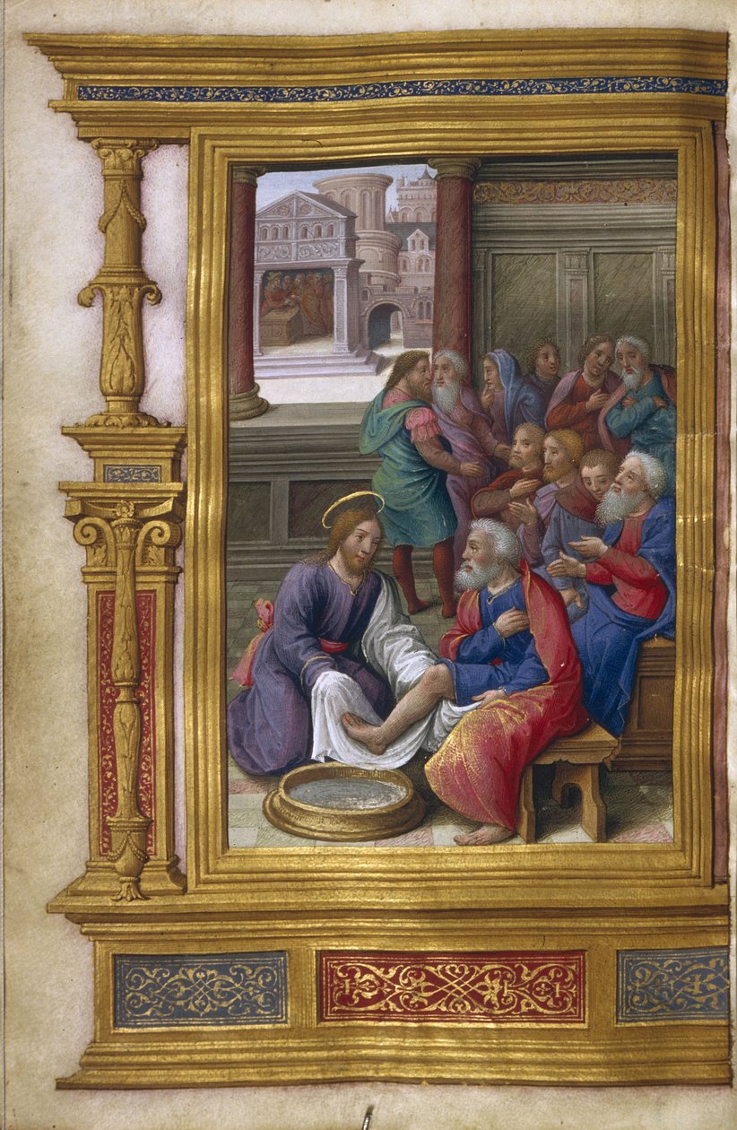 Kristus tvättar apostlarnas fötter, 1500-1550 av Master of Claude de France