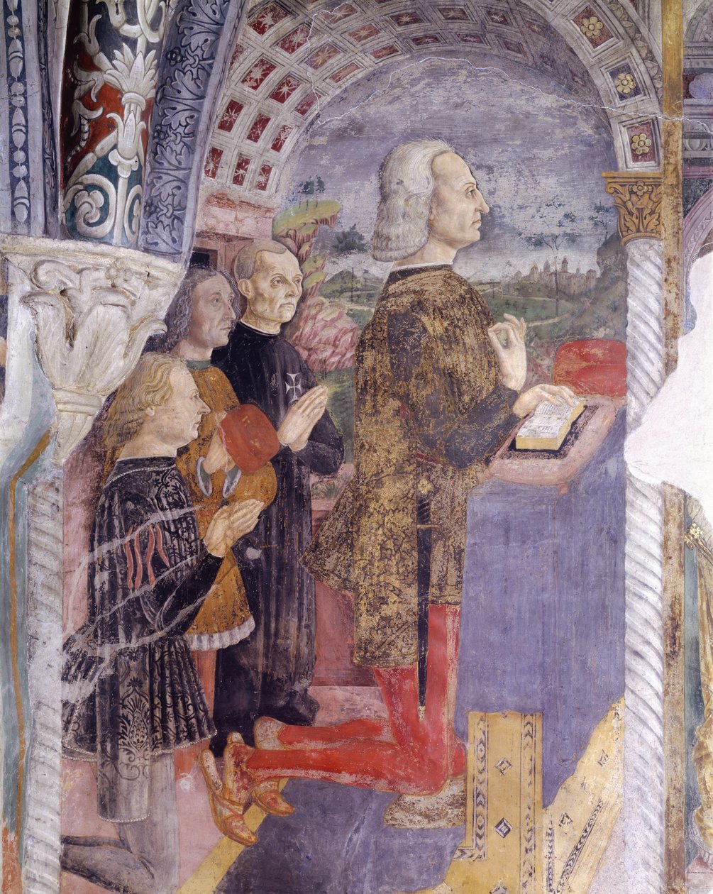 Italien, regionen Piemonte, Serralunga di Crea, fresk i kapellet vid basilikan Santa Maria Assunta av Master of Crea