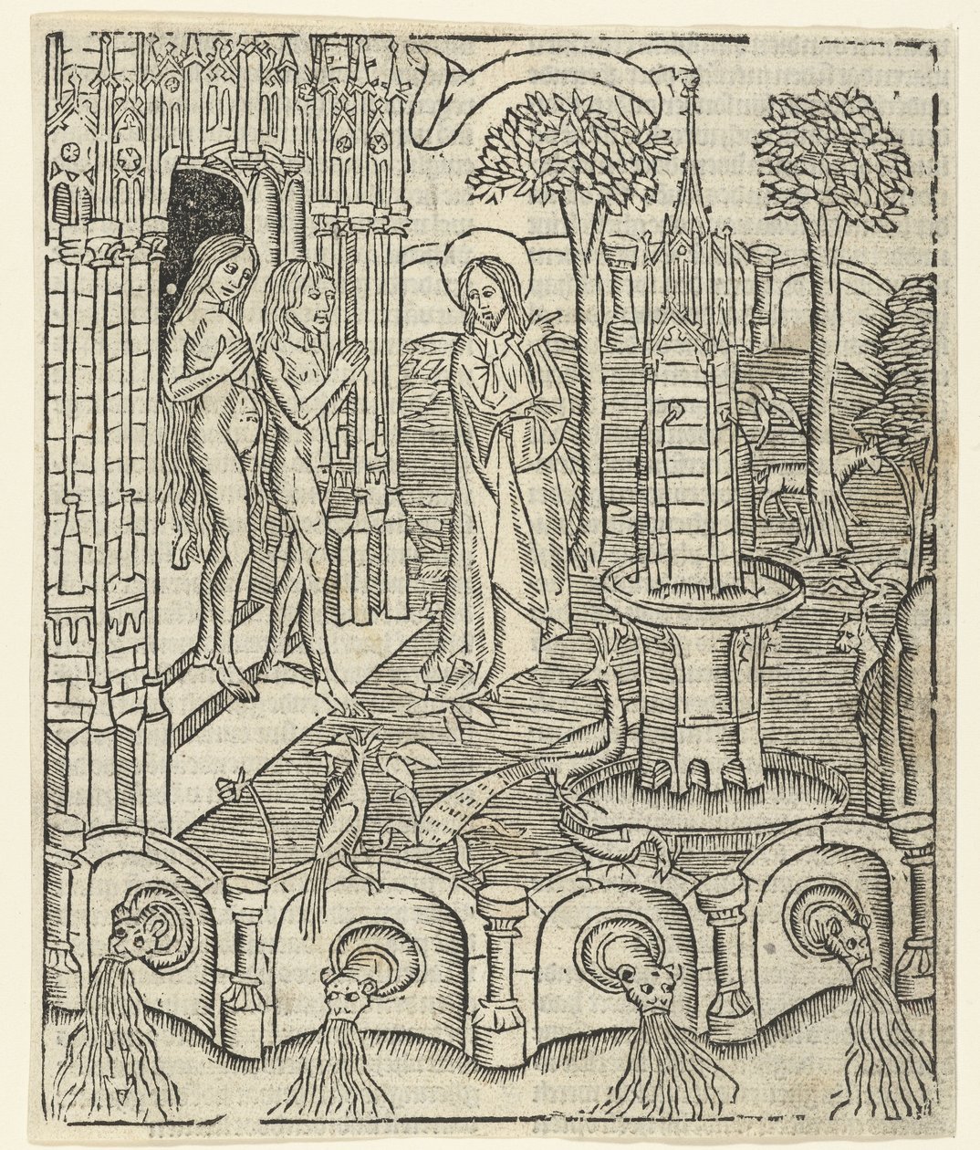 Gud visar Adam och Eva Paradiset av Master of Delft (attributed to)