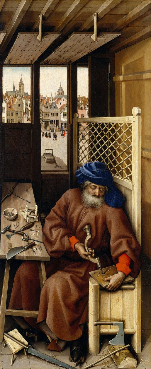 Bebådelsetriptyk (Merode altartavla), c.1427-32 (olja på ek) av Master of Flémalle