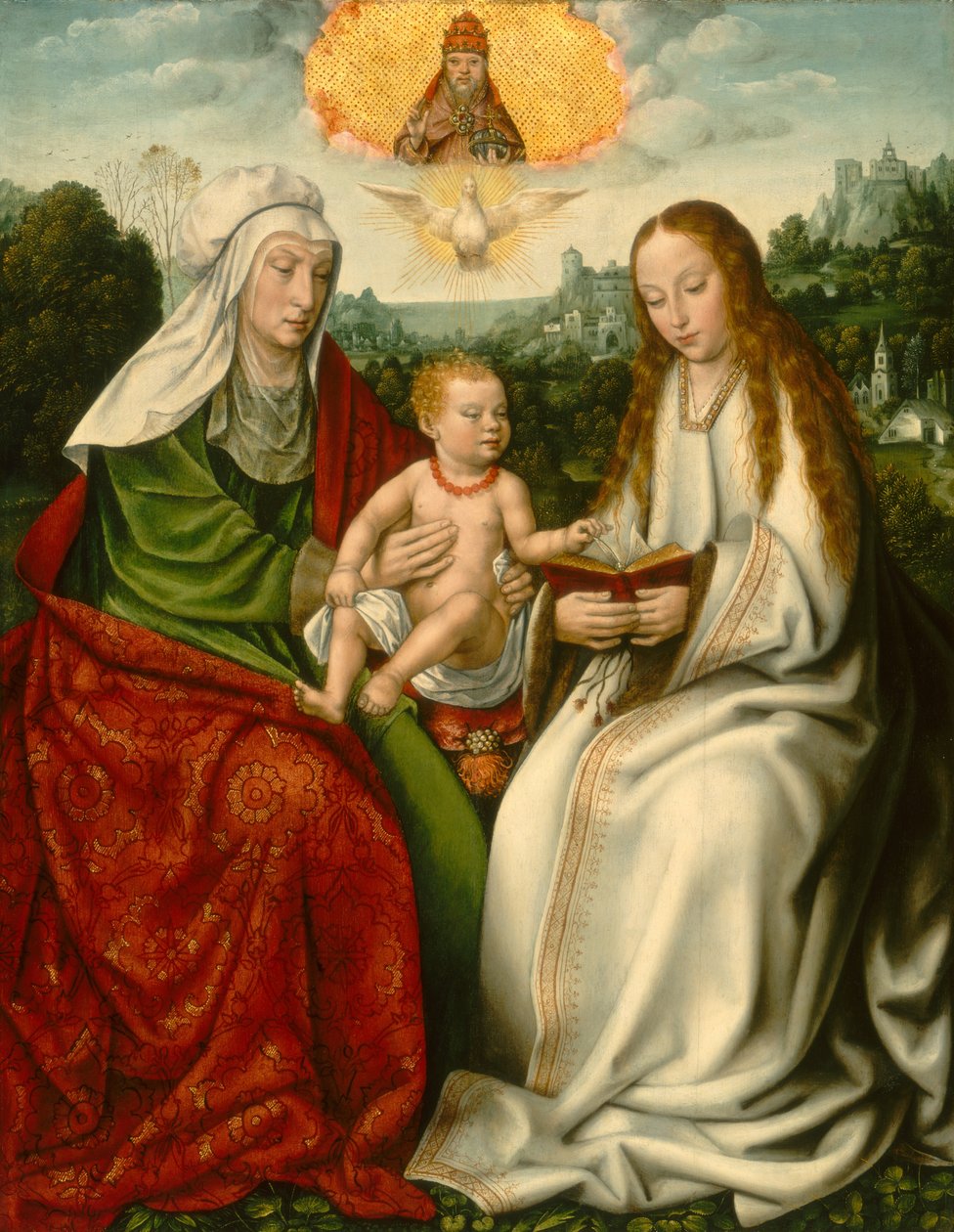 Holländska:  De H. Anna-te-Drieën Sankta Anna med Jungfru Maria och Jesusbarnet av Master of Frankfurt